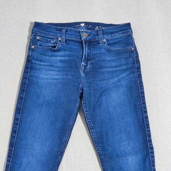 7 For All Mankind jeans women's size 26 ink blue colour skinny mid-rise straight - Picture 2 of 16